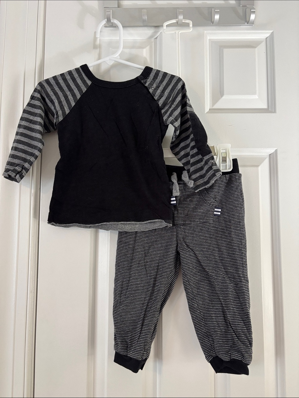 Splendid Black and Gray Striped Kids Jogger Set